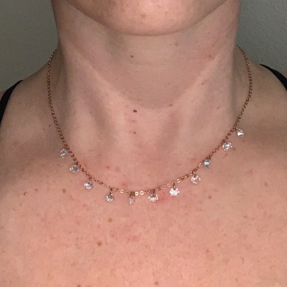 New Gold Necklace with Cubic Zirconia Jewels - Picture 2 of 3